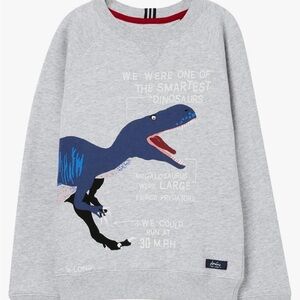 NWT Boys size 8 Joules Gray Long Sleeve Dinosaur Sweatshirt